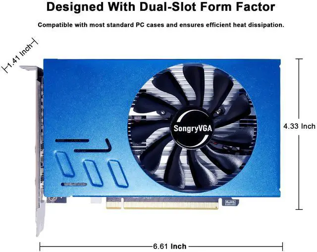Alt view image 4 of 7 - SongryVGA R7 350 HDMI×6 Multi Monitor Graphics Card,2GB GDDR5 PCIe 3.0 Dual Slot Design,Support Display Splitting for Stock Trading,Surveillance,Digital Signage