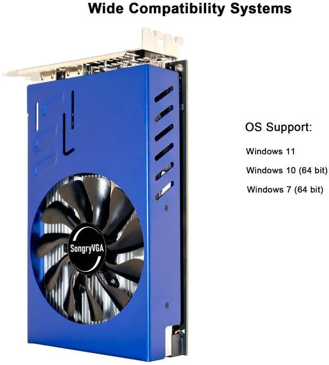 Alt view image 7 of 7 - SongryVGA RX 580 4GB Multi-Screen Graphics Card,GDDR5 6 HDMI 2.0 Outputs PCIe 3.0 x16 Interface 6 Monitors Video Card for Stock Trading,Video Wall Display