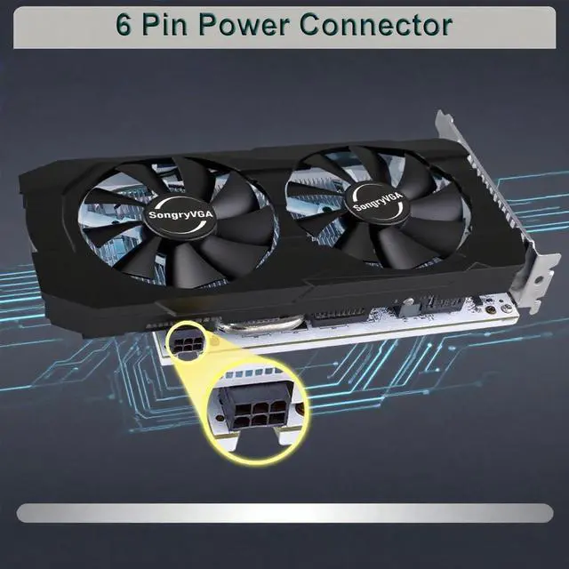 Alt view image 7 of 7 - SongryVGA GTX 1060 6GB GDDR5 Video Card for Gaming,192-bit PCI Express 3.0,4K/8K Ultra HD,Dual Fan Cooling,HDMI 2.0 + 2x DP