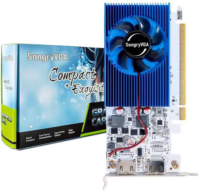 Main image of SongryVGA GT 1030 Low Profile Graphics Card,2GB GDDR4 64bit PCIe 3.0 HDMI DisplayPort Outputs Compact Low Profile GPU for Office PCs Home Theater,Video Cards for PC