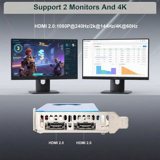 Alt view image 3 of 7 - SongryVGA GT 1030 2GB GDDR5 64-Bit Low Profile Graphics Card,Dual HDMI 4K,PCIe 3.0,DirectX 12
