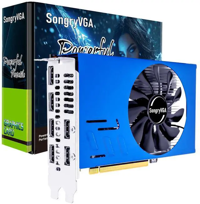 Main image of SongryVGA R7 350 HDMI×6 Multi Monitor Graphics Card,2GB GDDR5 PCIe 3.0 Dual Slot Design,Support Display Splitting for Stock Trading,Surveillance,Digital Signage