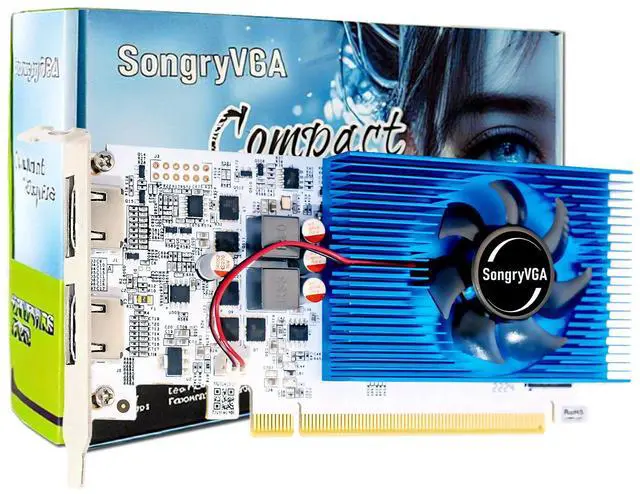 Main image of SongryVGA GT 730 4GB Low Profile Graphics Card,GDDR3 64 Bit PCIe 2.0 x16 2xHDMI Outputs 1080P DirectX11 OpenGL 4.6 Support,Ideal for Office, All-in-One PCs,Mini Thin Desktop Computers