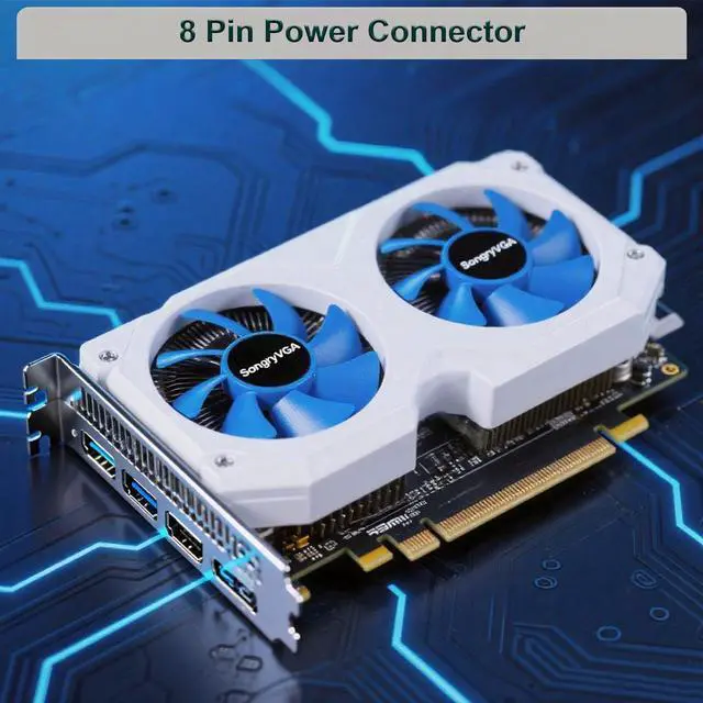 Alt view image 5 of 7 - SongryVGA GTX 1660 Super 6GB GDDR6 Gaming Graphics Card,192-bit 8Pin PCIe 3.0,4K Triple DP + HDMI,for PC Gaming & Multi-Monitor Setup