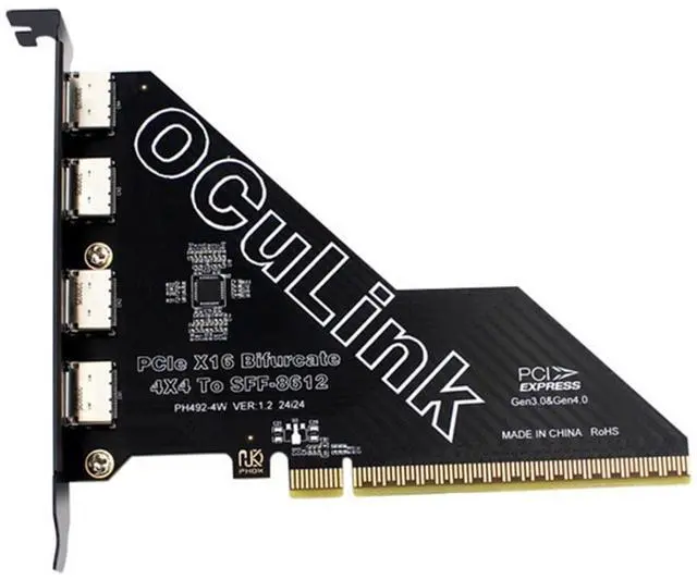 Main image of chenyang 4 Port Oculink to PCIe 4.0 X16 Adapter,SFF-8611/8612 to PCI Express Expansion Card Adapter with 12cm Slot Bracket