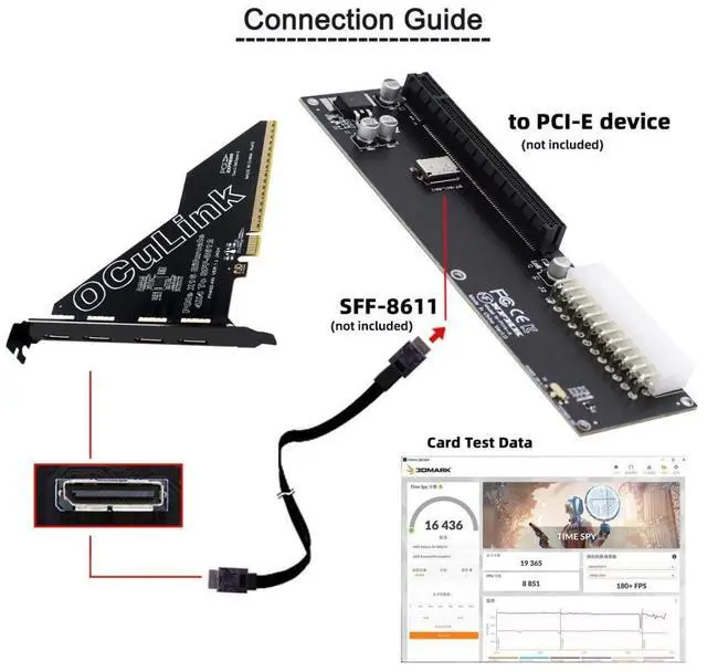Alt view image 2 of 5 - chenyang 4 Port Oculink to PCIe 4.0 X16 Adapter,SFF-8611/8612 to PCI Express Expansion Card Adapter with 12cm Slot Bracket
