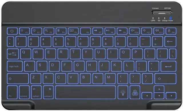 Alt view image 2 of 5 - OMOTON Bluetooth Keyboard, Wireless Rechargeable Keyboard for iPad, iPad Pro, iPad Mini, iPad Air with Illuminated LED (Black)