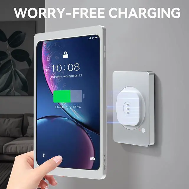 Alt view image 5 of 5 - EMONITA Magnetic Wall Mount with Charging Case A8 for iPad (10th Generation) 10.9-Inch. PoE and DC up to 18W Quick Charge, Strong Magnets, 360 Rotation