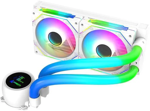 Alt view image 2 of 3 - Iceberg Maximus 240 high-Performance Gaming PC aRGB Liquid Cooling, Water Cooler for CPU Intel or AMD with 240mm Radiator and Two RGB 120mm Fans (White)