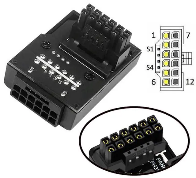 Alt view image 2 of 5 - xiwai 12VHPWR 12+4P Down Angled Connector ATX3.0 PCI-E 5.0 Power Modular Male to Female Adapter for 3080 3090TI PSU Graphics Card