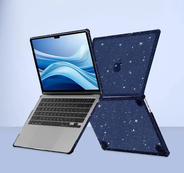 Alt view image 4 of 5 - MOSISO Compatible with MacBook Air 13 inch Case 2025 2024 2023 2022 M4 A3240 M3 A3113 M2 A2681, Anti-Cracking TPU Bumper Glitter Hard Case&Keyboard Cover&Screen Film for MacBook Air 13.6, Navy Blue
