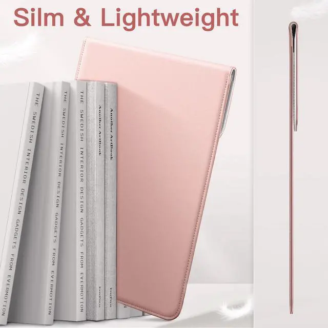 Alt view image 3 of 5 - JETech Slim Laptop Sleeve for MacBook Air 13-Inch (M4/M3/M2) 2022-2025, MacBook Pro 13-Inch (M2/M1) 2016-2022, PU Leather Case (Pink)