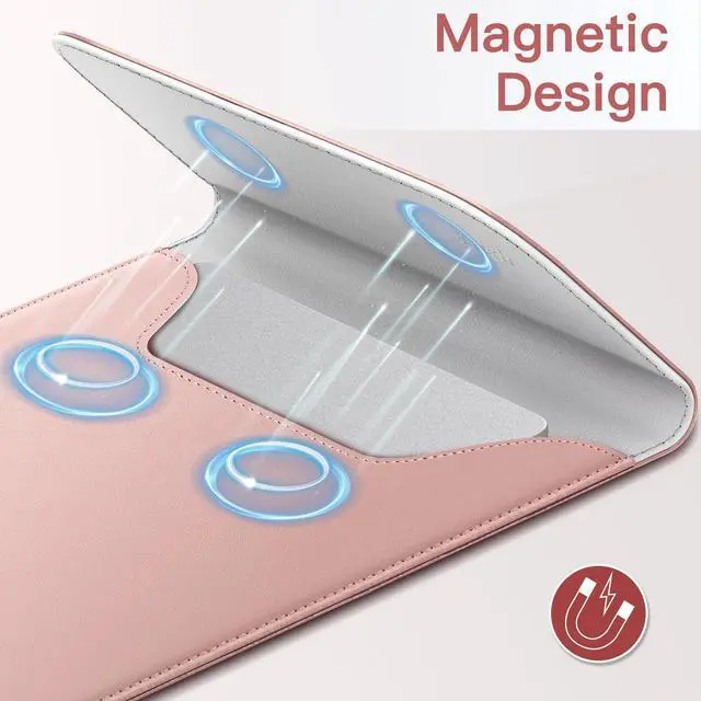 Alt view image 4 of 5 - JETech Slim Laptop Sleeve for MacBook Air 13-Inch (M4/M3/M2) 2022-2025, MacBook Pro 13-Inch (M2/M1) 2016-2022, PU Leather Case (Pink)
