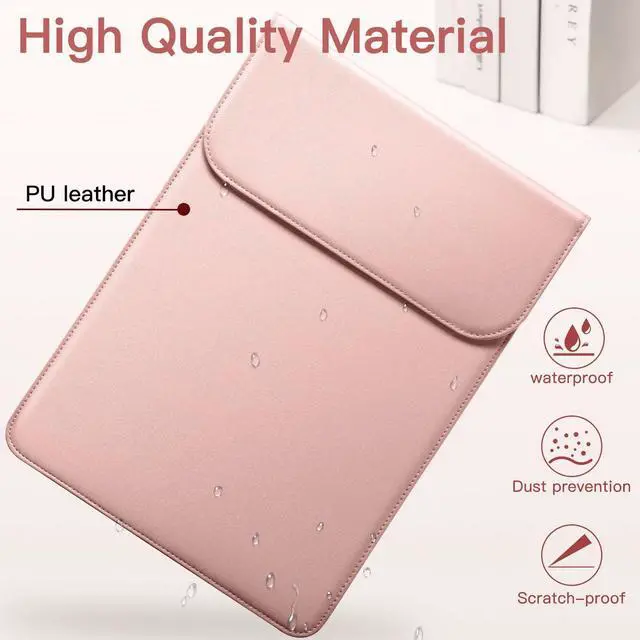 Alt view image 5 of 5 - JETech Slim Laptop Sleeve for MacBook Air 13-Inch (M4/M3/M2) 2022-2025, MacBook Pro 13-Inch (M2/M1) 2016-2022, PU Leather Case (Pink)