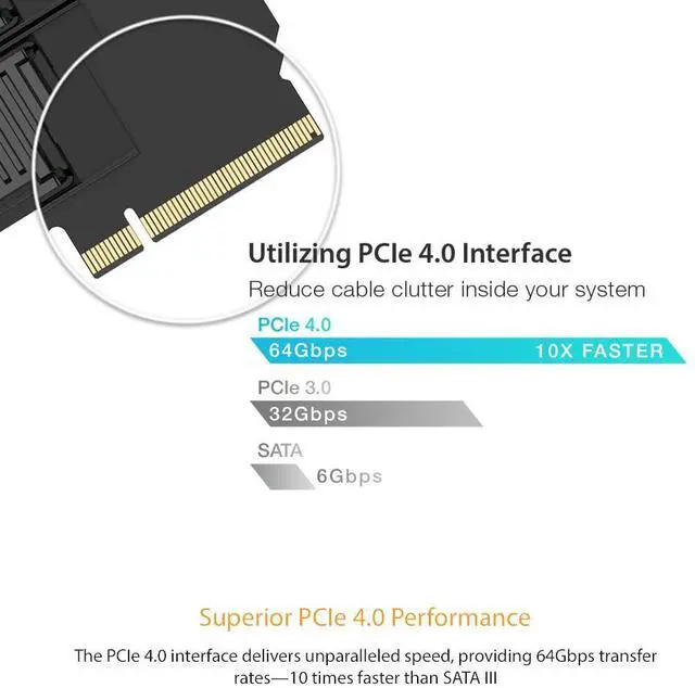 Alt view image 5 of 5 - Removable Dual M.2 NVMe SSD to PCIe 4.0 x8 Mobile Rack Adapter Card for PCIe Expansion Slot | ExpressSlot Core MB312M4P-B