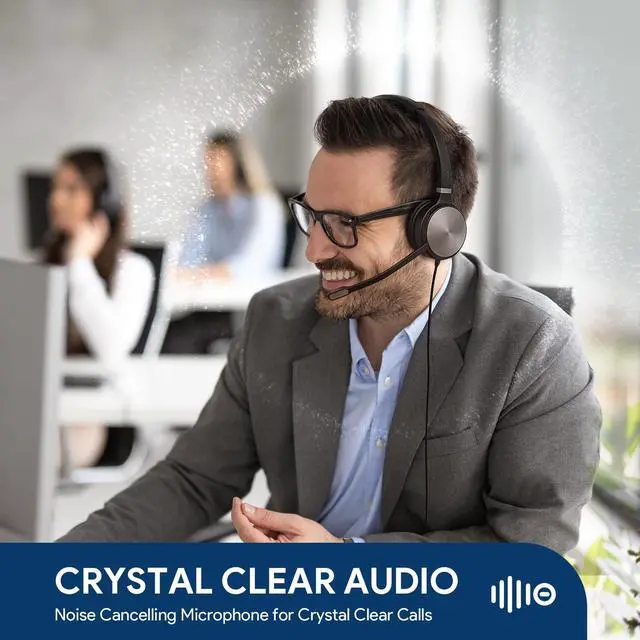 Alt view image 2 of 5 - Yealink UH36 Professional USB Headset, Wired Headphones for Computer PC Laptop Work Headset with Noise Canceling Mic for Call and Musicfor Teams Certified, Stereo,3.5mm Jack/USB Connection