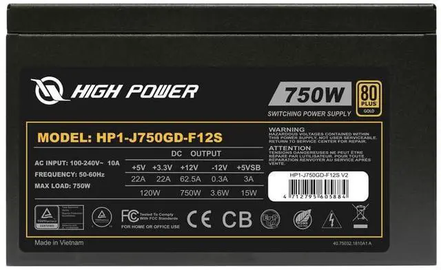 Alt view image 2 of 5 - HIGH POWER 750W 80 Plus Gold Certified PC Power Supply ATX 3.0 Compatible & PCIe 5.0 Compliant, Active PFC with Whisper 120mm Fan for Quiet Operation, and Reliable Performance
