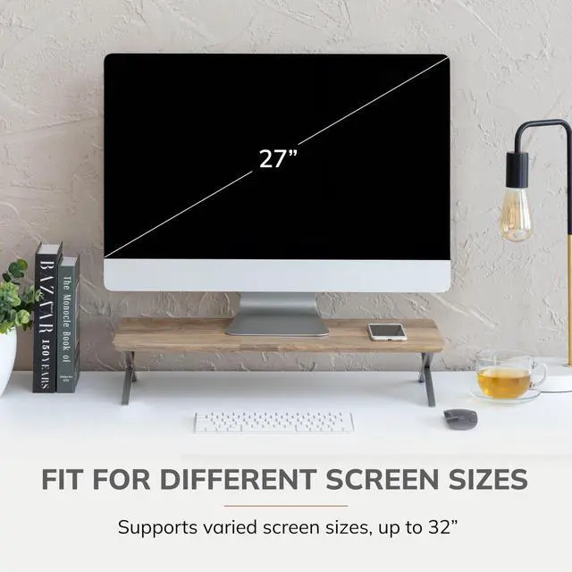 Alt view image 4 of 5 - Anji Mountain Monitor Stand - Desktop Organizer & Laptop Riser, Ergonomic Monitor Riser, Space-Saving Monitor Stand for Desk, Durable Construction, Easy Assembly, Ideal for Home & Office,Natural