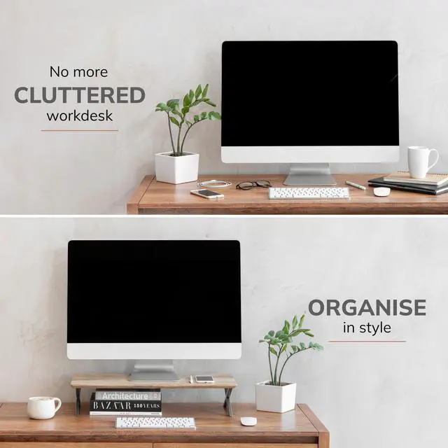 Alt view image 5 of 5 - Anji Mountain Monitor Stand - Desktop Organizer & Laptop Riser, Ergonomic Monitor Riser, Space-Saving Monitor Stand for Desk, Durable Construction, Easy Assembly, Ideal for Home & Office,Natural