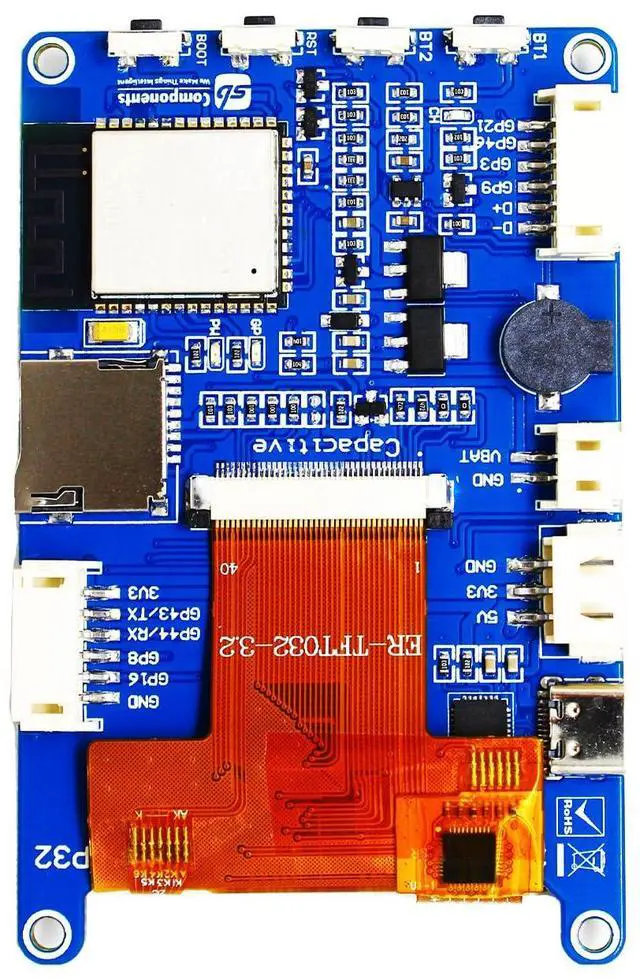 Alt view image 4 of 5 - Touchsy 3.2inch LCD Display based on ESP-32 MCU, 3.2" SPI Interface ESP32 Touch Screen Display with Integrated Wi-Fi, Bluetooth, 4 Programmable Buttons & SD Card Slot (Capacitive Touch)