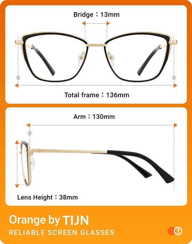 Alt view image 5 of 5 - TIJN Stylish Cateye Metal Blue Light Blocking Glasses Lightweight Eyeglasses for Women Men(Ginevra)