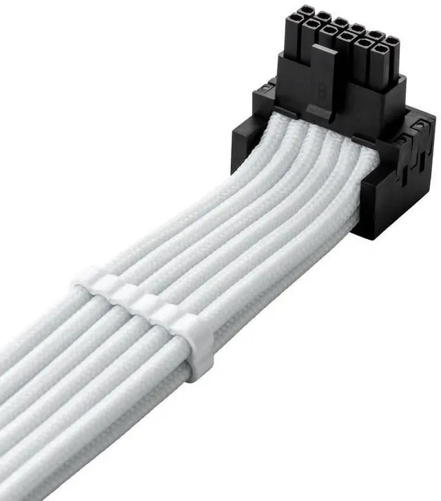 Alt view image 2 of 4 - CableMod C-Series Pro ModFlex Sleeved 12V-2x6 12VHPWR 90° StealthSense PCIe Cable for Corsair Type 4 / Type 3 - Variant B (White, 16-pin to Dual 8-pin, 60cm)