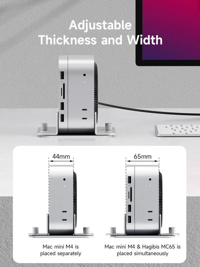 Alt view image 3 of 5 - Hagibis Vertical Stand for Mac Mini M4, Aluminum Alloy Laptop Stand Anti-Slip Computer Holder Desktop Stand Compatible with M4 Chip Mac Mini Pro