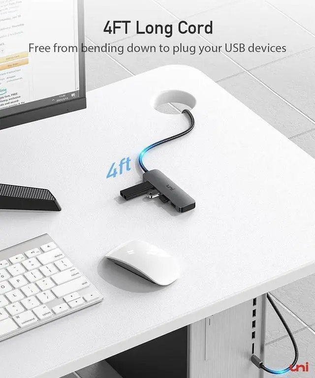 Alt view image 4 of 5 - uni USB C to USB Hub 4 Ports, Aluminum USB Type C to USB Adapter with 4 USB 3.0 Ports, Thunderbolt 3 to Multiport USB 3.0 Hub Adapter for MacBook Pro/Air 2020/2019, iPad Pro, Dell, Chromebook and more