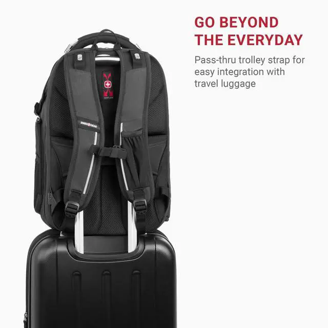 Alt view image 4 of 5 - SwissGear Travel Tech Elite Laptop Backpack - Fits Laptops up to 16" - ScanSmart TSA-Friendly Backpack with USB Port, Shoe Compartment & Organizer Pockets - Heather Grey