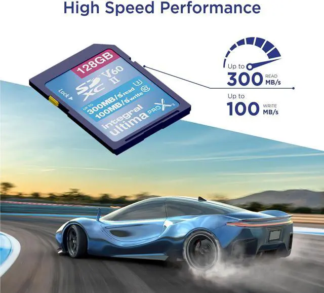 Alt view image 2 of 5 - Integral 128GB 2-Pack UHS-II SD Card V60 Up to 300MBs Read and 100MBs Write Speed 1733X SDXC Professional High Speed Memory Card