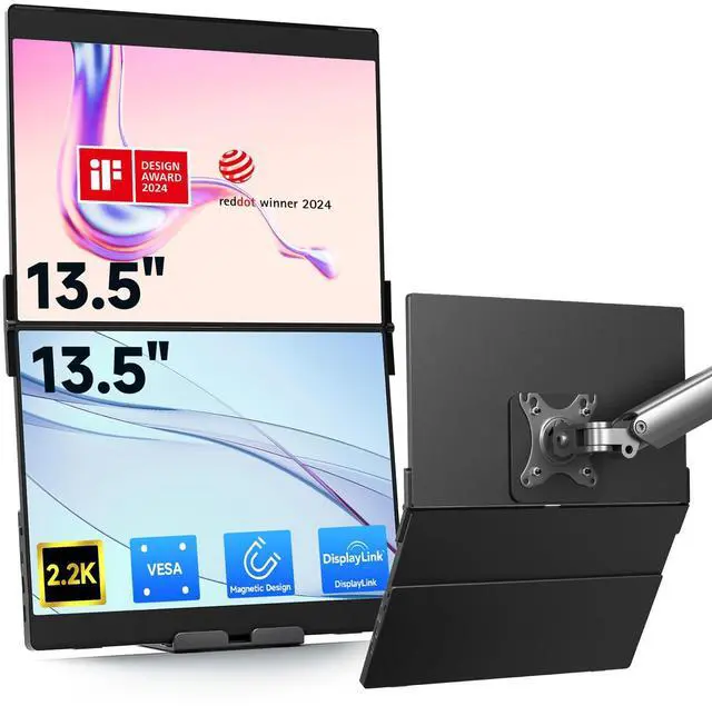 Main image of JSAUX FlipGo Pro 13.5" 2.2K Dual Screen Portable Monitor & VESA Adapter