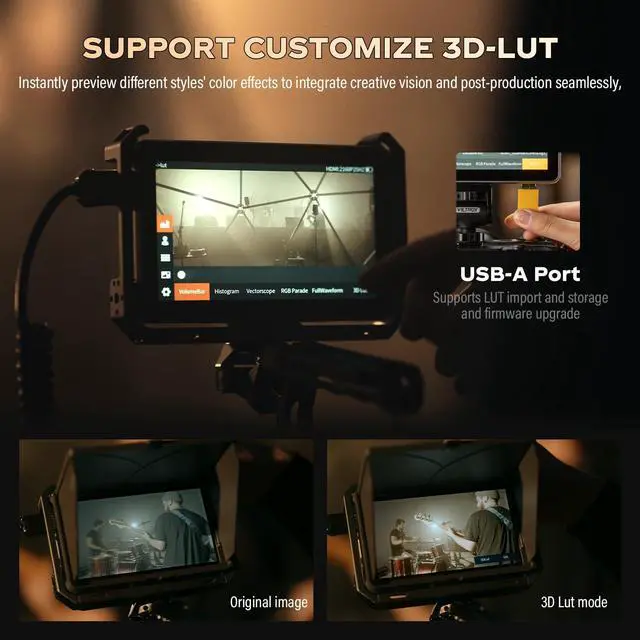 Alt view image 5 of 5 - VILTROX DC-X2 Cage 6" SDI Camera Field Monitors 2000nits Super Bright Daylight Viewable External Monitor for 4k HDMI DSLR Touchscreen Monitor for Sony Canon Nikon with Sunshield 2200 MAh Battery
