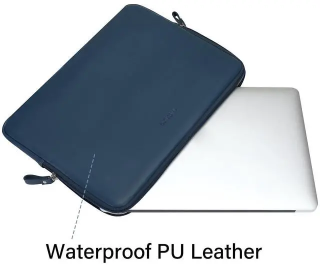 Alt view image 2 of 5 - MOSISO Laptop Sleeve Bag 13 inch Compatible with MacBook Air 13.6 inch 2025-2022 M4 M3 M2/Air 13 inch 2022-2018 M1/Pro 13 2025-2016 M2 M1, PU Leather Padded Bag Waterproof Case, Peacock Blue