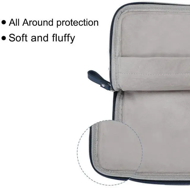 Alt view image 3 of 5 - MOSISO Laptop Sleeve Bag 13 inch Compatible with MacBook Air 13.6 inch 2025-2022 M4 M3 M2/Air 13 inch 2022-2018 M1/Pro 13 2025-2016 M2 M1, PU Leather Padded Bag Waterproof Case, Peacock Blue
