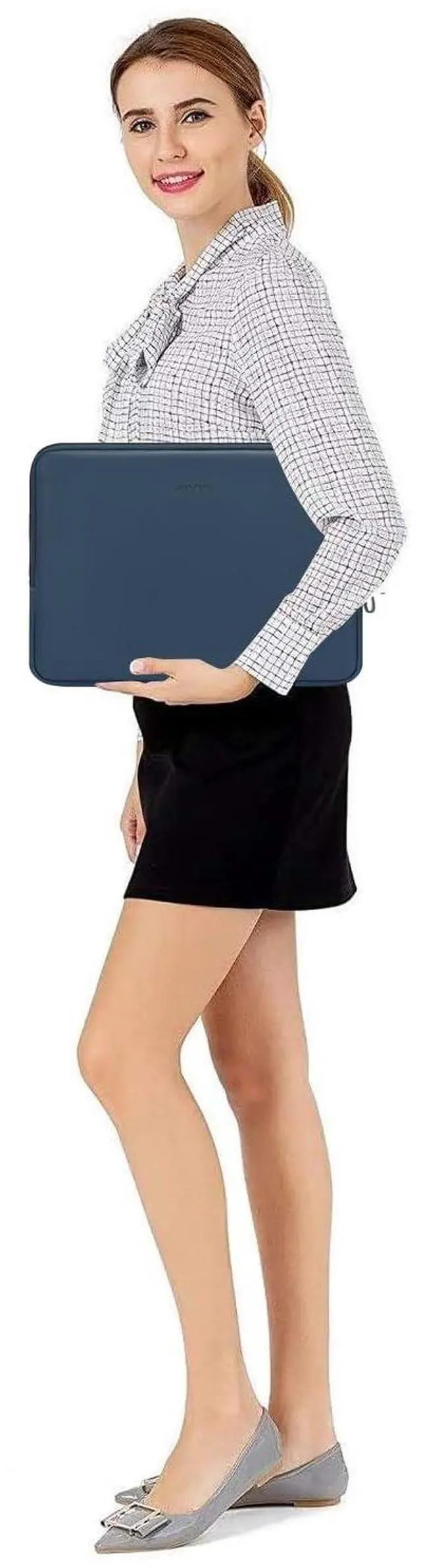 Alt view image 5 of 5 - MOSISO Laptop Sleeve Bag 13 inch Compatible with MacBook Air 13.6 inch 2025-2022 M4 M3 M2/Air 13 inch 2022-2018 M1/Pro 13 2025-2016 M2 M1, PU Leather Padded Bag Waterproof Case, Peacock Blue