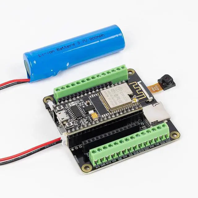 Main image of SunFounder ESP32 Camera Pro Kit with ESP32 WROOM 32E Module Enhanced Breakout Expansion Development Board ESP32CAM Rechargeable Battery Micro SD Card Slot (Compatiple with Arduino)
