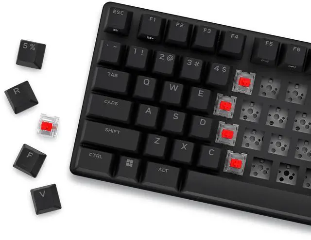 Alt view image 3 of 5 - Alienware Pro Wireless Gaming Keyboard - Bluetooth 5.1/2.4 GHz Radio Frequency Connectivity, Linear Mechanical, Hot-swappable switches, Tri mode connectivity, Adjustable Height - Dark Side of the Moon