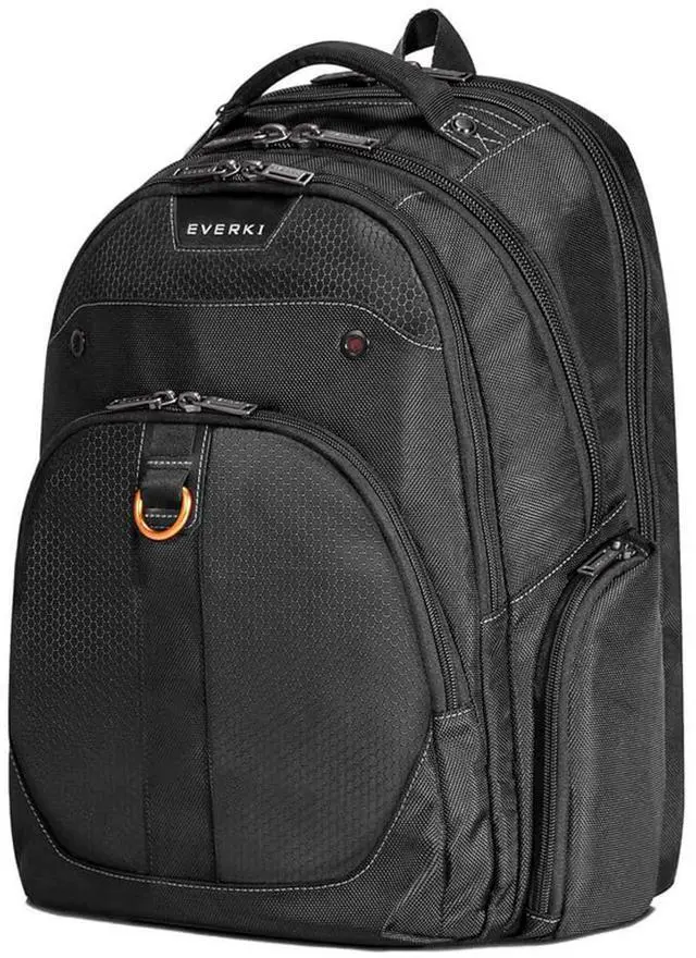 Alt view image 2 of 5 - Everki Atlas Business Laptop Backpack (EKP121S15) with Orange Accessory Pouch & Rain Cover - Men's Backpack with 11"-15.6" Compartment, 29.5L Capacity - Travel-Friendly Backpack, Pouch & Cover Bundle