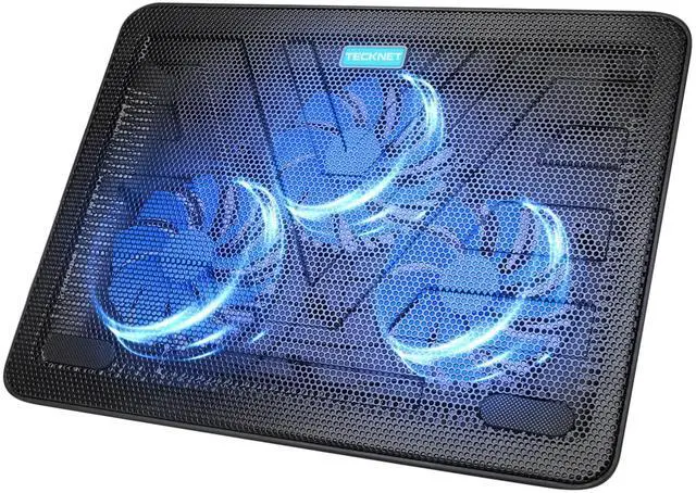 Main image of TECKNET Laptop Cooling Pad, Portable Slim Quiet USB Powered Laptop Notebook Cooler Cooling Pad Stand Chill Mat with 3 Blue LED Fans, Fits 12-17 Inches (Black)