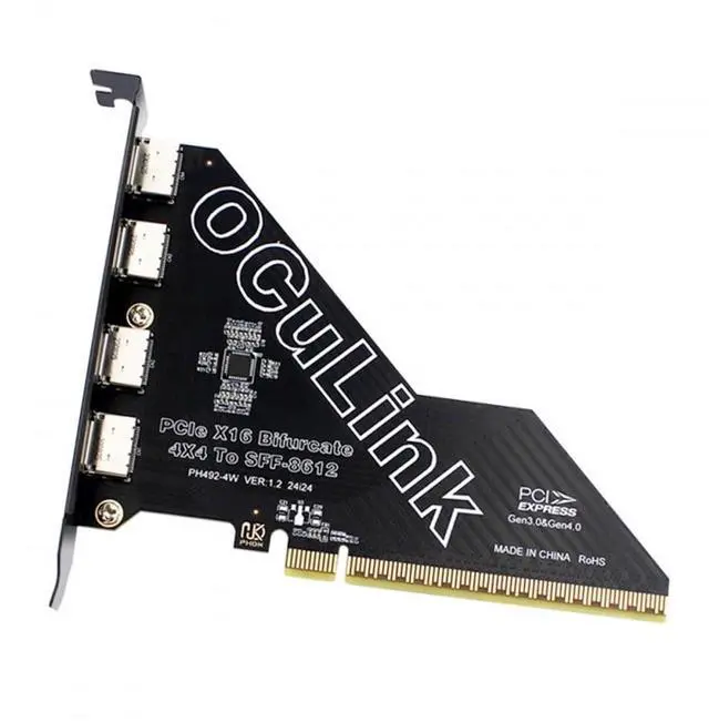 Main image of CY Adapter PCI-Express 4.0 PCIE 16x Detachable to Four Oculink SFF-8612 SFF-8611 External VROC Raid0 Adapter for U.2 SSD eGPU External Graphics Card Dock