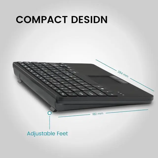 Alt view image 5 of 5 - Perixx PERIBOARD-725 Wireless Keyboard with Touchpad - Multi-Device Connection with 2.4G and Bluetooth - Silent Scissor Keys - 11.18x7.17x1.1 Inches Dimension - US English