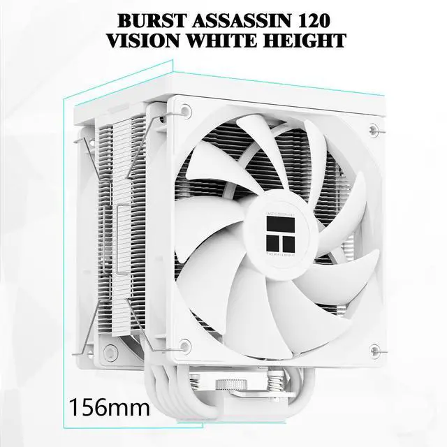 Alt view image 5 of 5 - Thermalright Burst Assassin 120 Vision White CPU Cooler with 2.4-inch 320x240 Resolution IPS Display LCD Screen,Double CPU Fans,Computer CPU Air Cooling for LGA1700/1851,AM4/AM5,6 Heat Pipes Cooling
