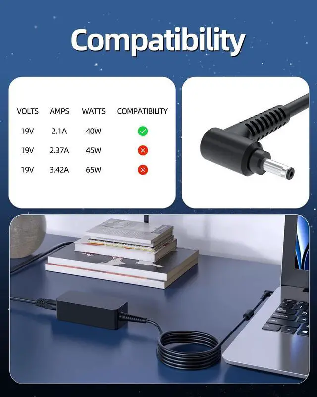 Alt view image 3 of 5 - Charger Fit for Samsung Galaxy Book Flex Alpha - (Compatible with NP730QCJ Laptop) (UL Safety Certified), Round Connector