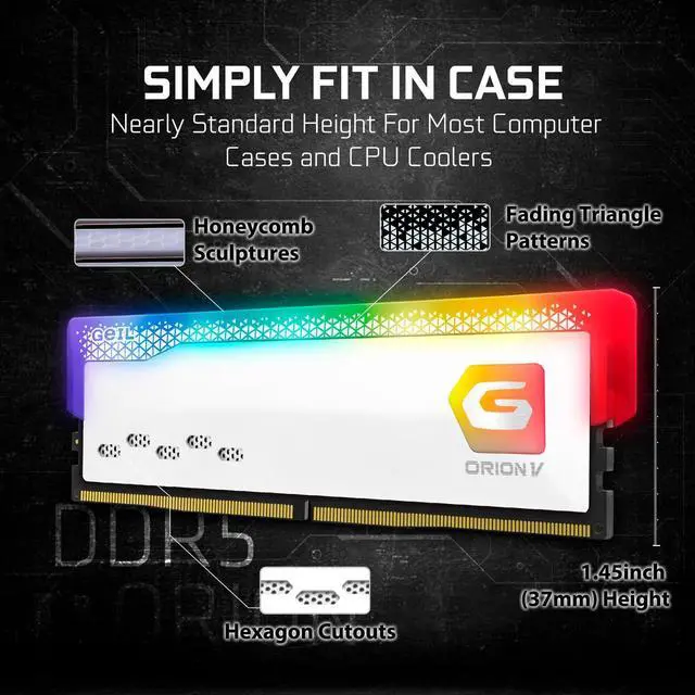 Alt view image 4 of 5 - GeIL Orion RGB DDR5 RAM, 32GB (16GBx2) 6000MHz 1.35V,Intel/AMD Compatible, High Speed Desktop Memory, Hardcore Immersive Gaming/Multimedia Content Creation/Quality Live Streaming (White)