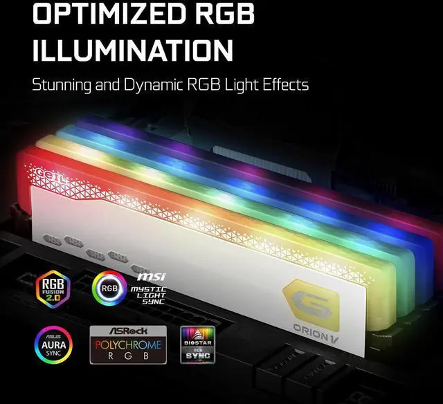 Alt view image 5 of 5 - GeIL Orion RGB DDR5 RAM, 32GB (16GBx2) 6000MHz 1.35V,Intel/AMD Compatible, High Speed Desktop Memory, Hardcore Immersive Gaming/Multimedia Content Creation/Quality Live Streaming (White)