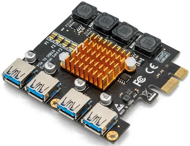 Alt view image 3 of 5 - PCI-E to USB 3.0 4-Port Expansion Card, Internal Converter PCI Express Expansion Card for Desktop PC Card, Support Casaos, Windows, Linux