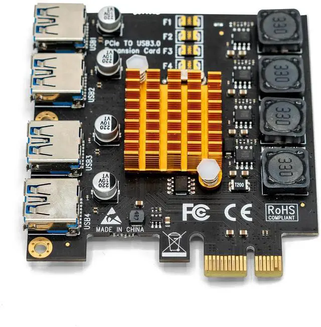 Alt view image 5 of 5 - PCI-E to USB 3.0 4-Port Expansion Card, Internal Converter PCI Express Expansion Card for Desktop PC Card, Support Casaos, Windows, Linux
