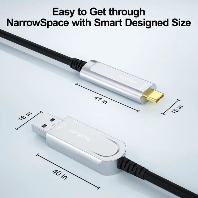 Alt view image 5 of 5 - huaham USB A to C Fiber Optic Cable 50FT, 10Gbps USB 3.2 Gen2 Type C Cable Long Distance USB C Cable Compatible with Microsoft Azure Logitech Camera VR Touch Screen Laptop Kinect Intel RealSense