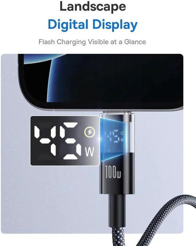 Alt view image 3 of 5 - Baseus USB C Cable 100W Qi2 Certified 15W Wireless Charger