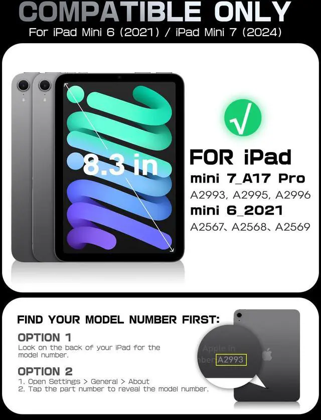 Alt view image 2 of 5 - SUPCASE for iPad Mini 7 A17 Pro 2024 Case with Stand (Unicorn Beetle Prism), [Anti-Scratch] [Support Apple Pencil Charging] Slim Protective Clear Cover for iPad Mini 7th/6th Generation 8.3 Inch, Black